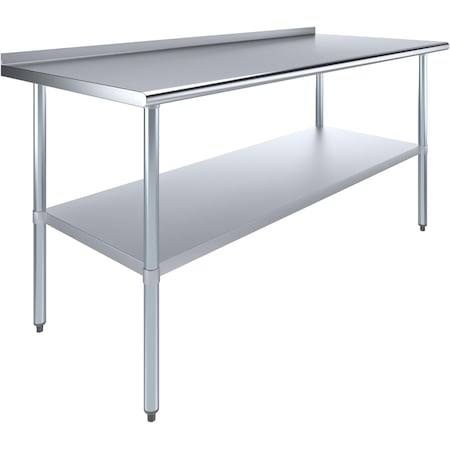 Amgood 30 in. x 72 in. Stainless Steel Work Table with 1.5 in. Backsplash WT-3072-BS-Z